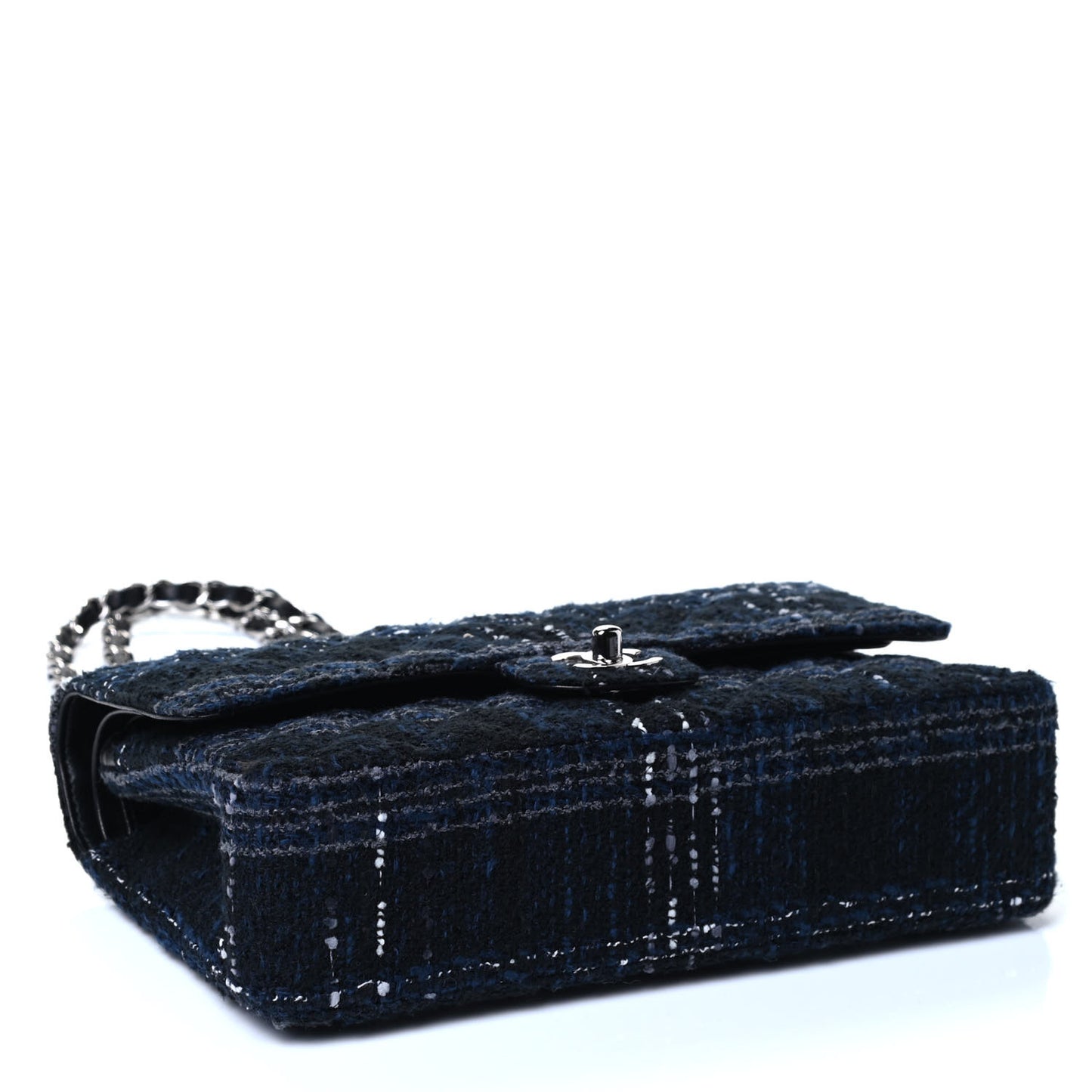 Tweed Quilted Medium Double Flap Black