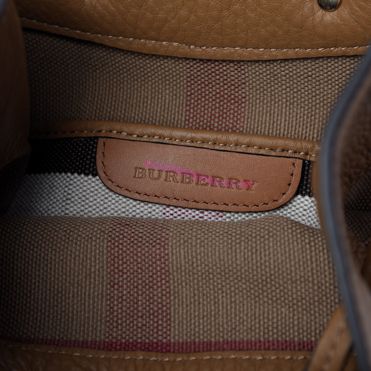 Burberry Grainy Calfskin Jute Mega Check Girl's Mini Backpack Sand 8 of 11