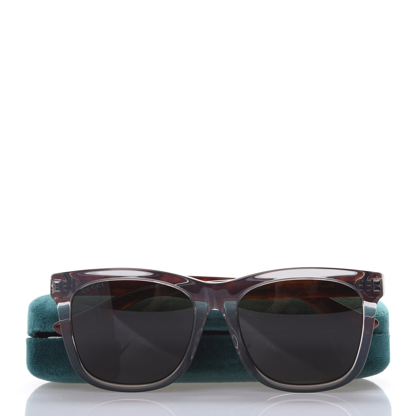 Acetate Square Frame Web Sunglasses GG0057SK Grey Havana