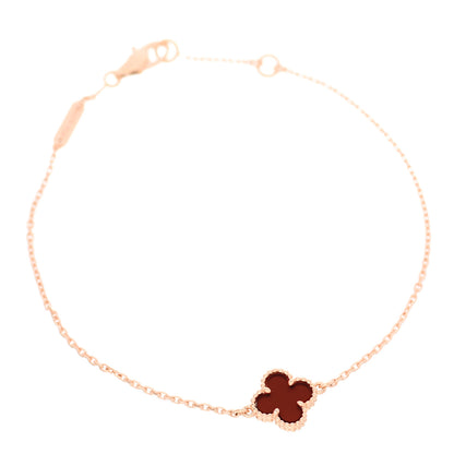 Van Cleef & Arpels 18K Rose Gold Carnelian Sweet Alhambra Bracelet 1 of 6