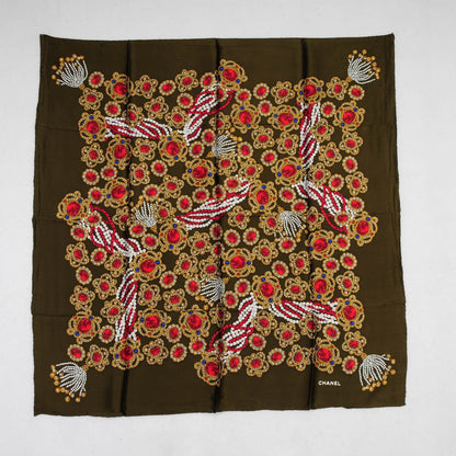 Chanel Silk Jewels Printed Square Scarf Red 2 of 6