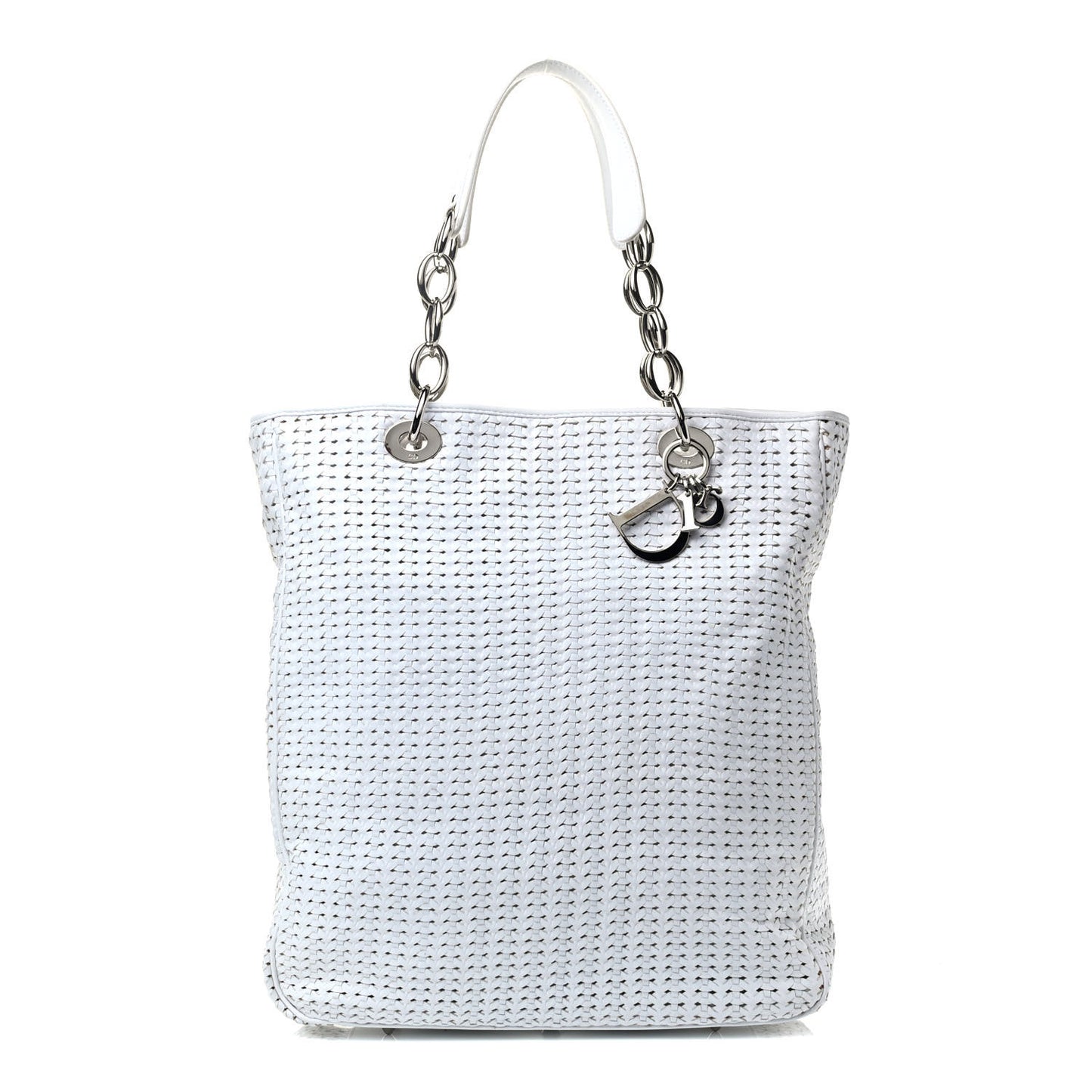 Lambskin Woven Dior Soft Shopping Tote White