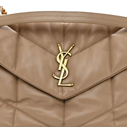 Saint Laurent Lambskin Quilted Medium Loulou Puffer Monogram Chain Satchel Dark Beige 5 of 12