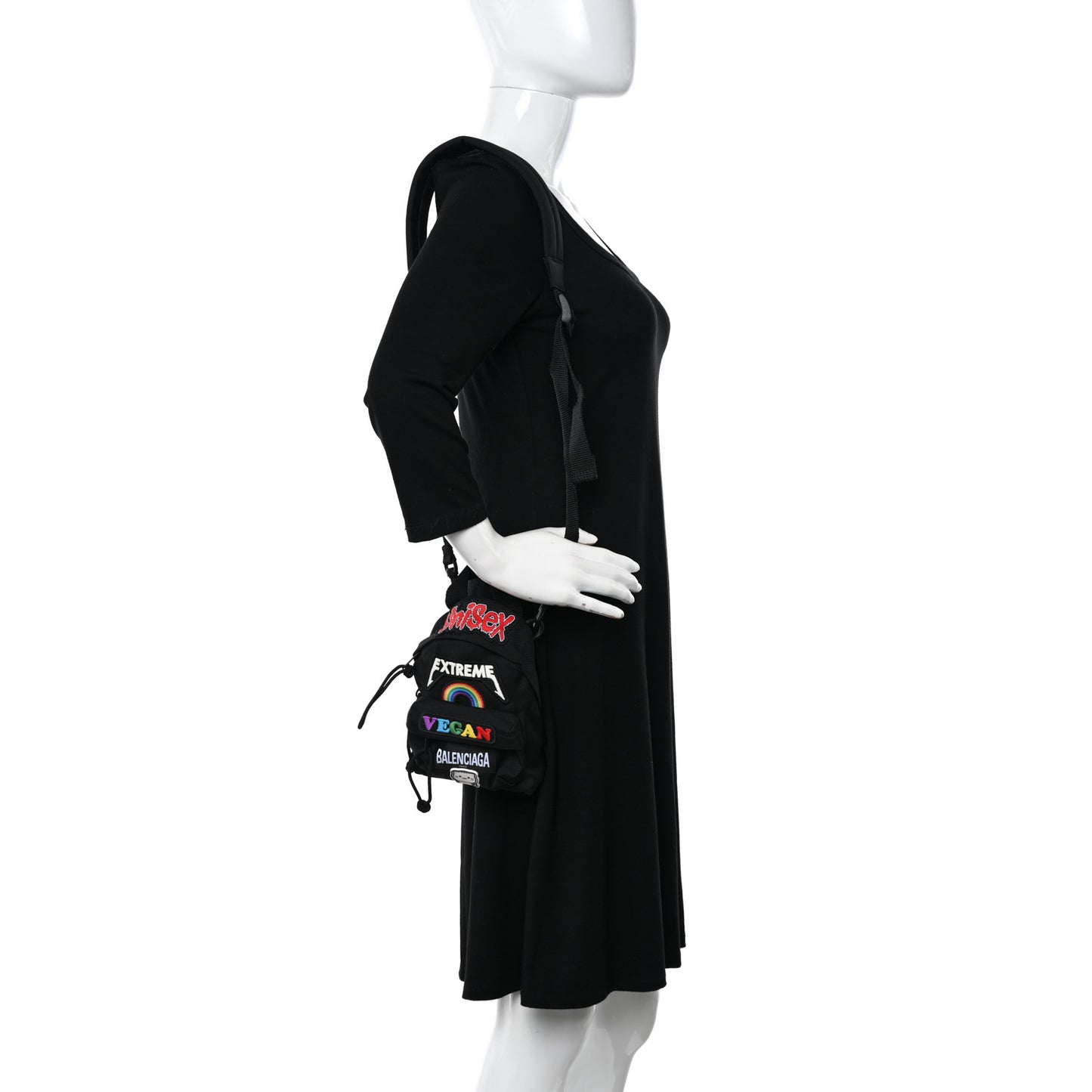 Recycled Casual Nylon Gamer Patches Mini Crossbody Backpack Black