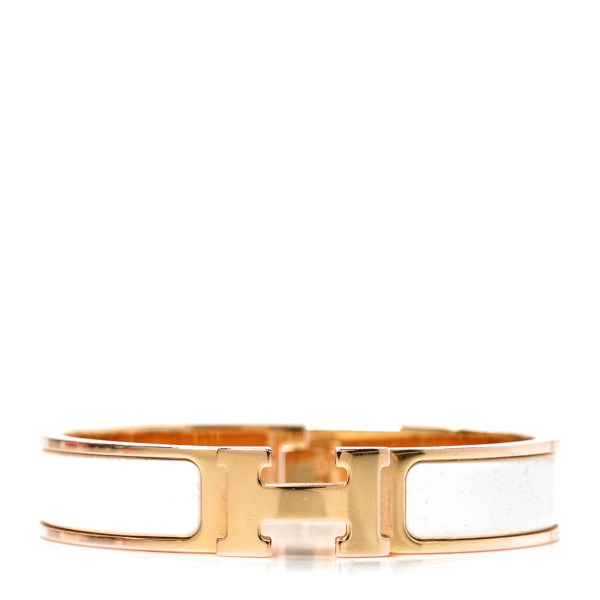 Enamel Narrow Clic Clac H Bracelet PM White