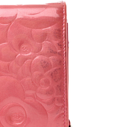 Chanel Patent Camellia Embossed Wallet on Chain WOC Rose 21 of 24