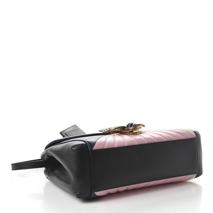 Gucci Calfskin Bamboo Trapuntata Queen Margaret Top Handle Bag Blue Agata Hibiscus Red Mystic White Sugar Pink 4 of 10