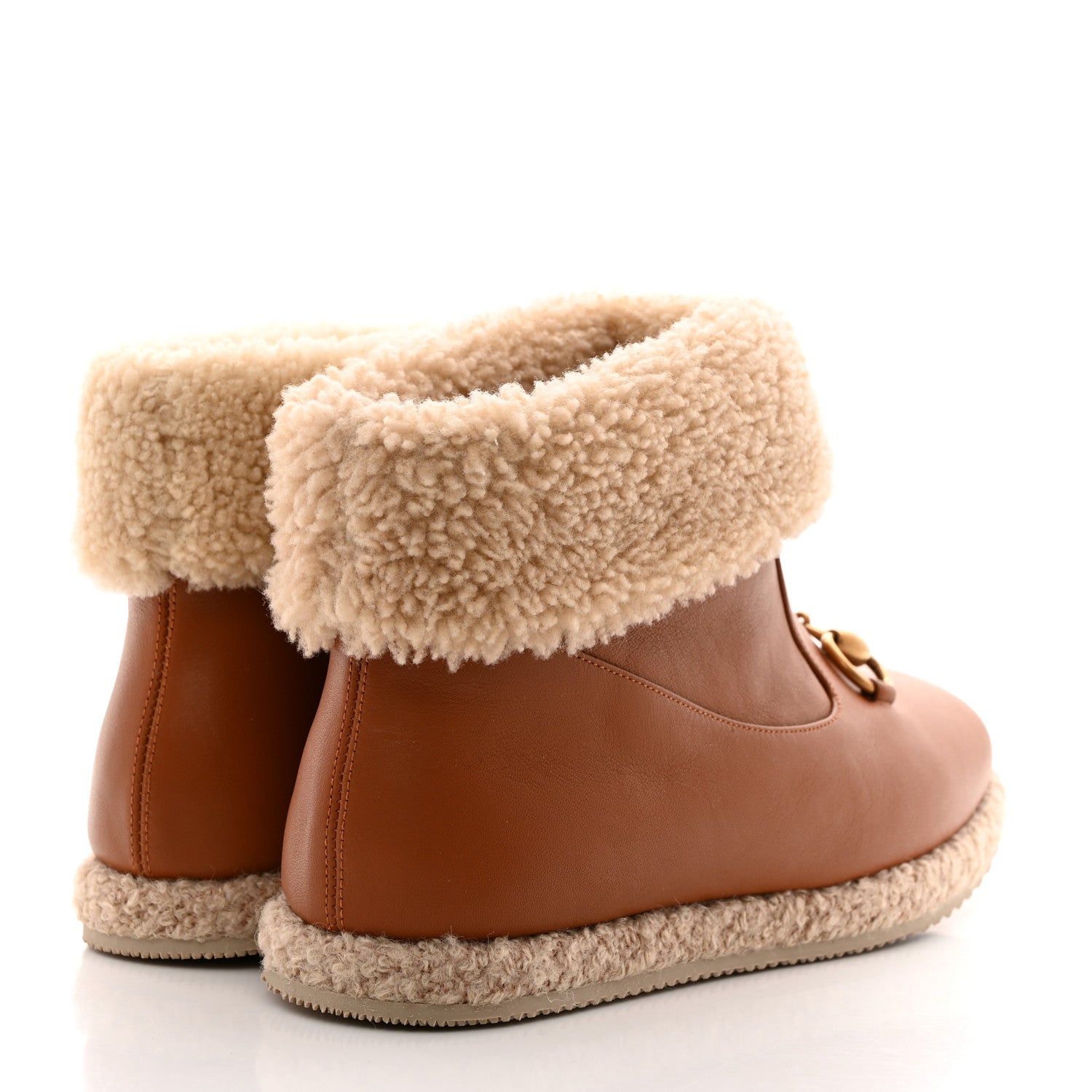 Gucci Calfskin Wool Womens Fria Horsebit Ankle Boots New 37 Caramel Butterscotch 4 of 9