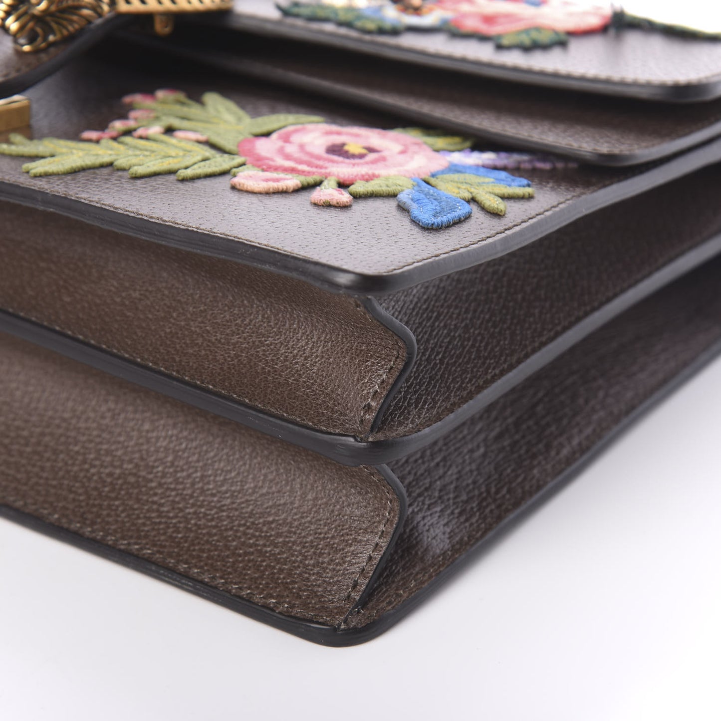 Calfskin Web Owl Embroidered Medium Dionysus Shoulder Bag New Acero Multicolor