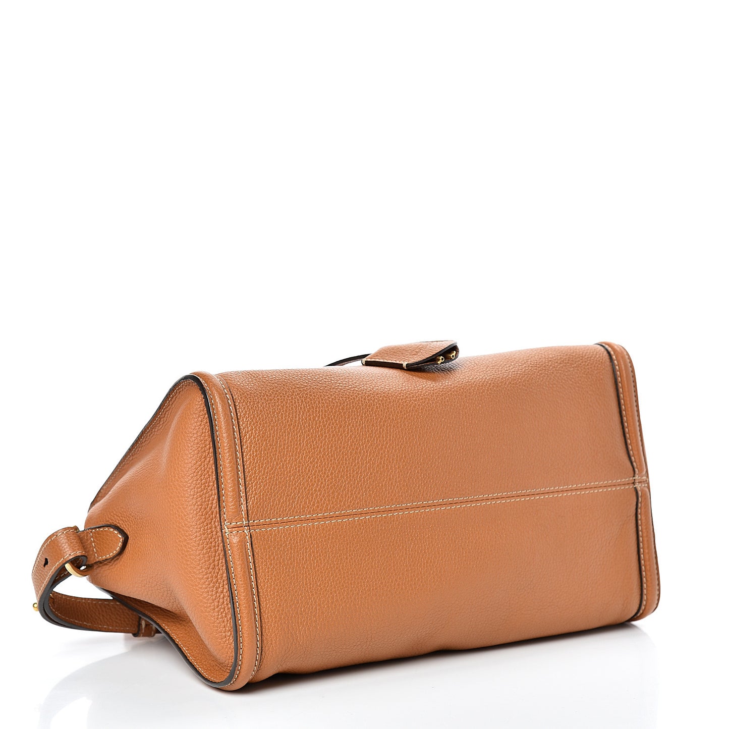 Pebbled Calfskin Small Skull Padlock Zip Around Tote Tan