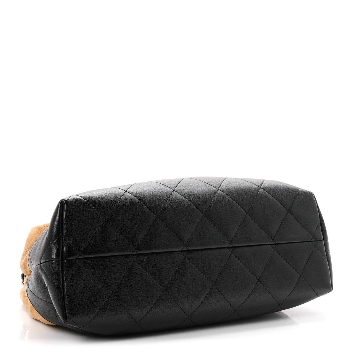 Chanel Suede Calfskin Shiny Lambskin Quilted Small Coco Base Shopping Bag Beige Black 4 of 10