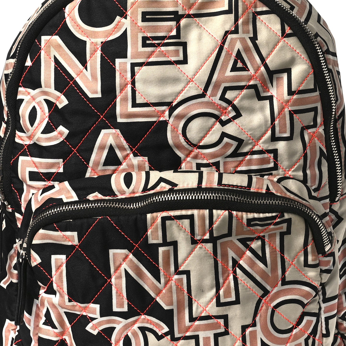 Nylon Stitched Printed Logo Backpack Black Multicolor