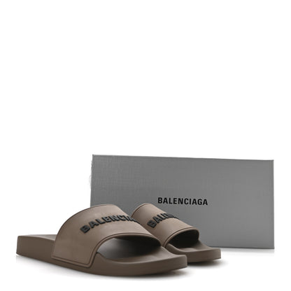 Balenciaga Rubber Logo Mens Pool Slide Sandals 40 Taupe Black 8 of 8