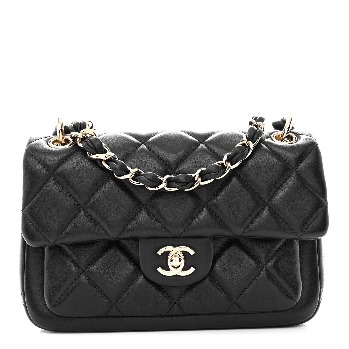 Calfskin Quilted Pocket Chic Flap Bag Black