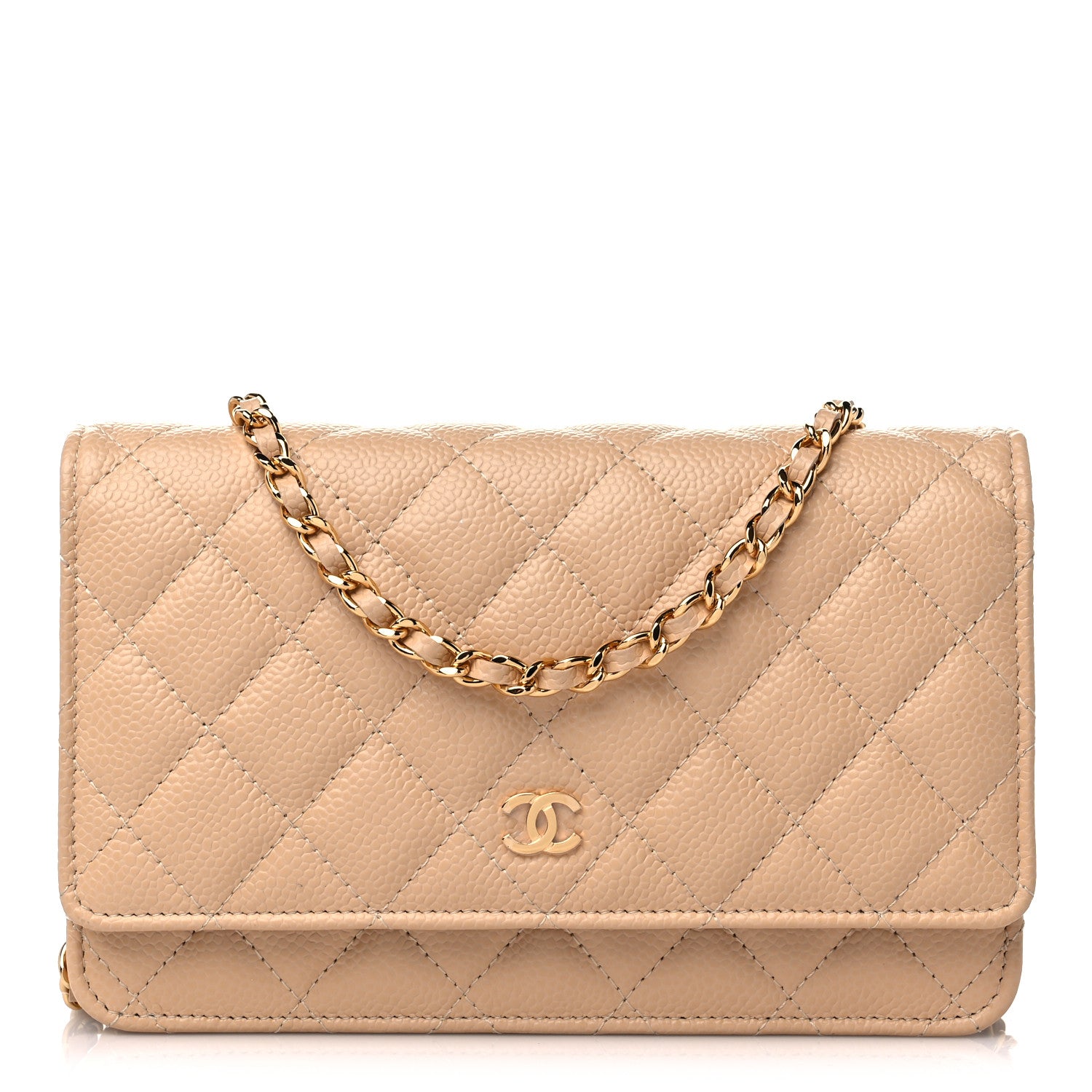 Chanel Caviar Quilted Wallet On Chain WOC Beige 1 of 9