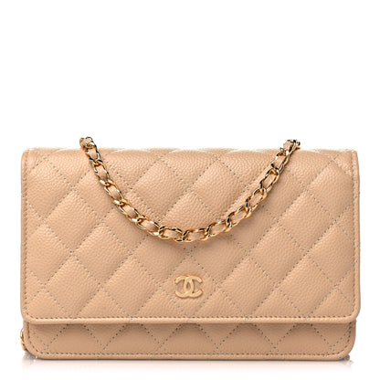 Chanel Caviar Quilted Wallet On Chain WOC Beige 1 of 9