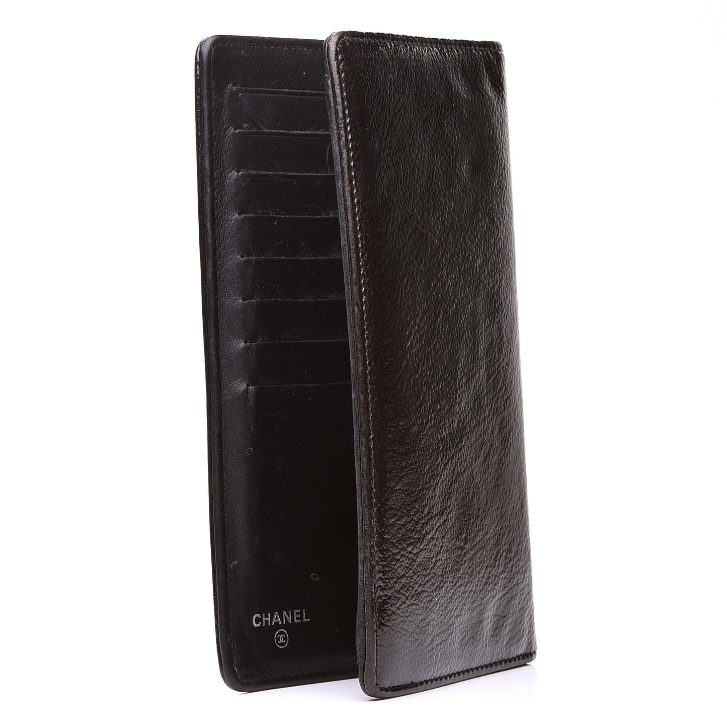 Grained Patent CC Yen Wallet Black