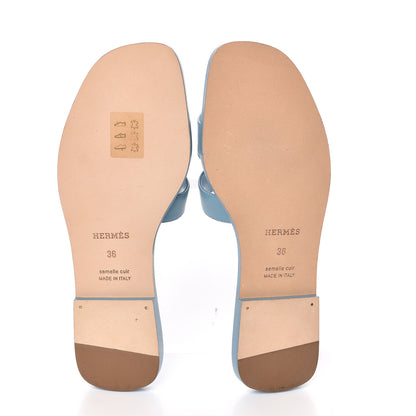 Hermes Calfskin Oran Sandals 36 Bleu Dorset 5 of 9