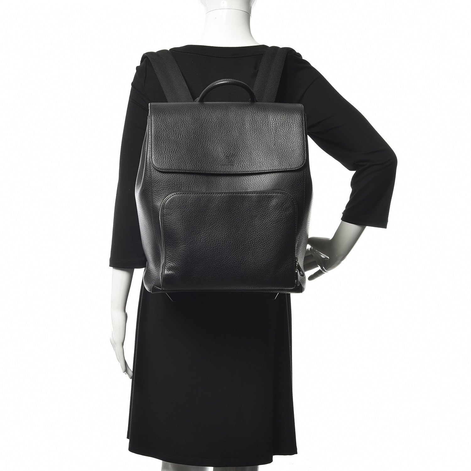 Gucci Pebbled Calfskin Chain Backpack Black 2 of 9