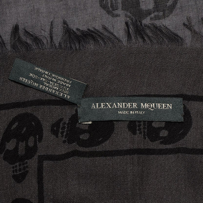Alexander McQueen Modal Silk Skull Scarf Charcoal 6 of 7