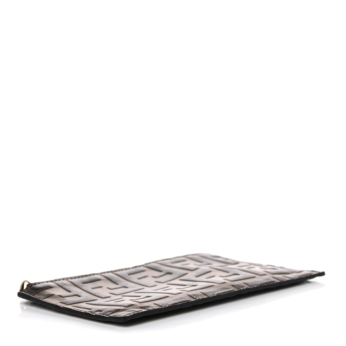 Calfskin FF 1974 Embossed Zip Pouch Maya Black