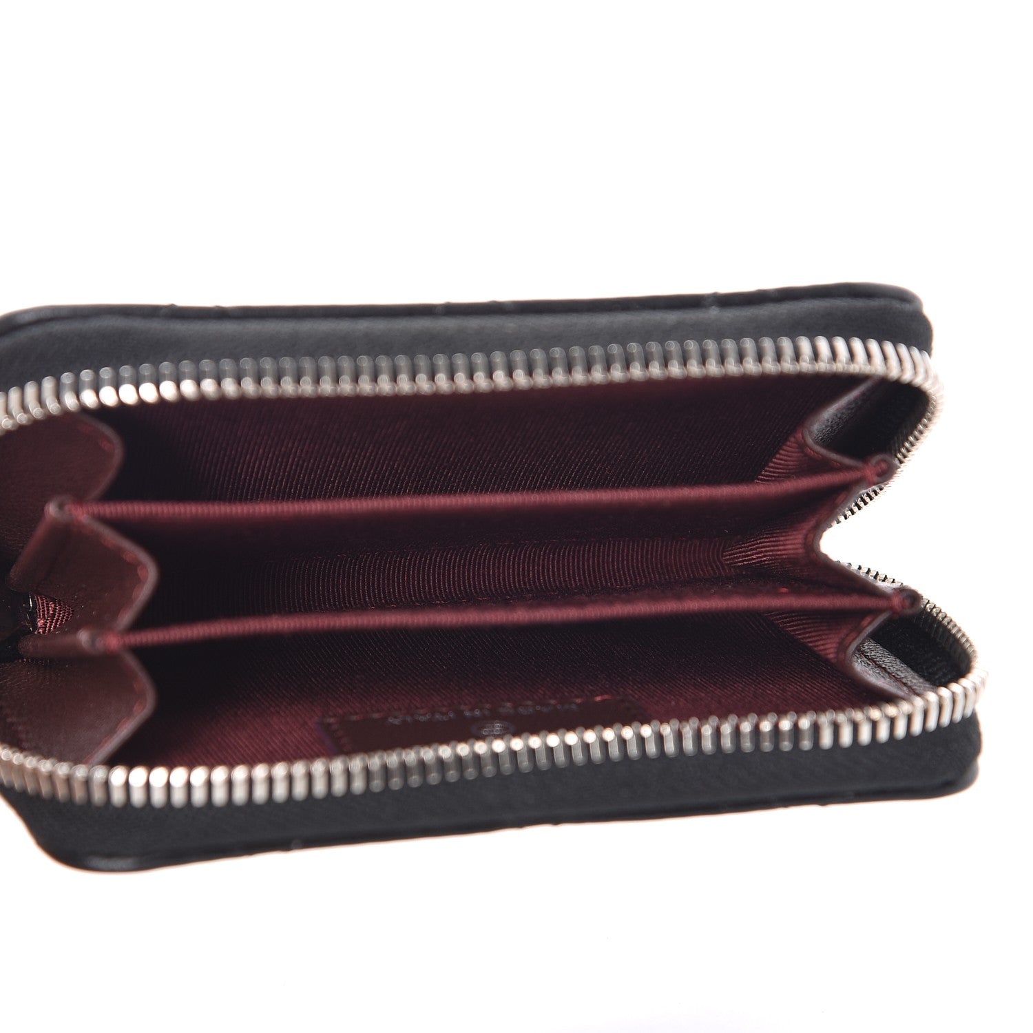 Chanel Lambskin Quilted Zip Around Coin Purse Wallet Black 5 of 8