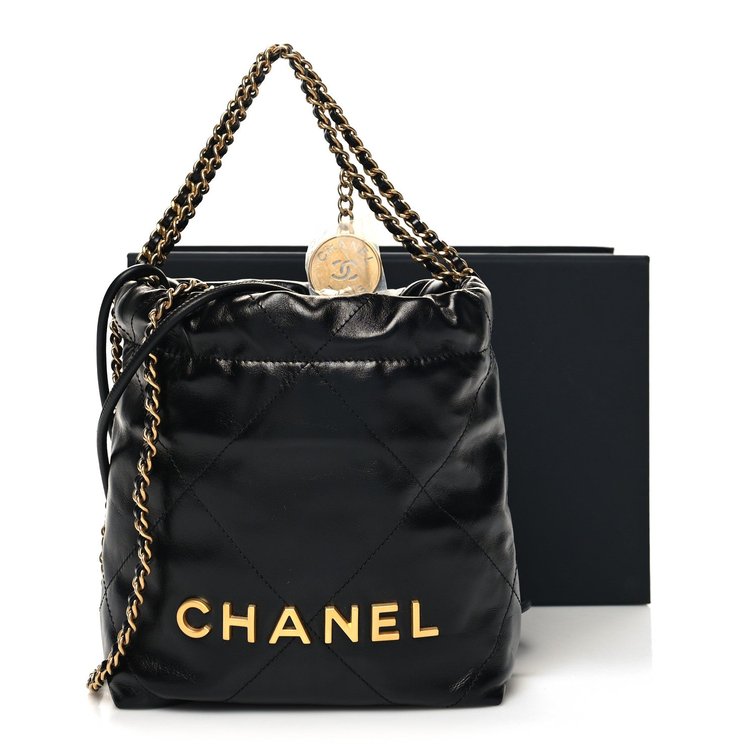 Chanel Shiny Calfskin Quilted Mini Chanel 22 Black 11 of 11