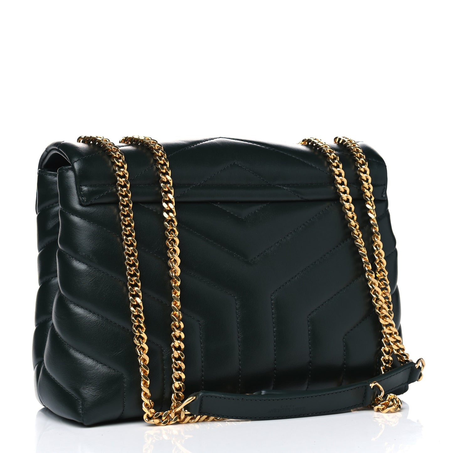 Calfskin Y Quilted Monogram Small Loulou Chain Satchel Olive