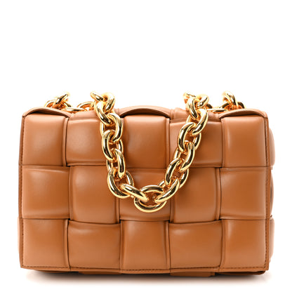 Bottega Veneta Lambskin Maxi Intreccio Padded Chain Cassette Crossbody Bag Caramel 1 of 10