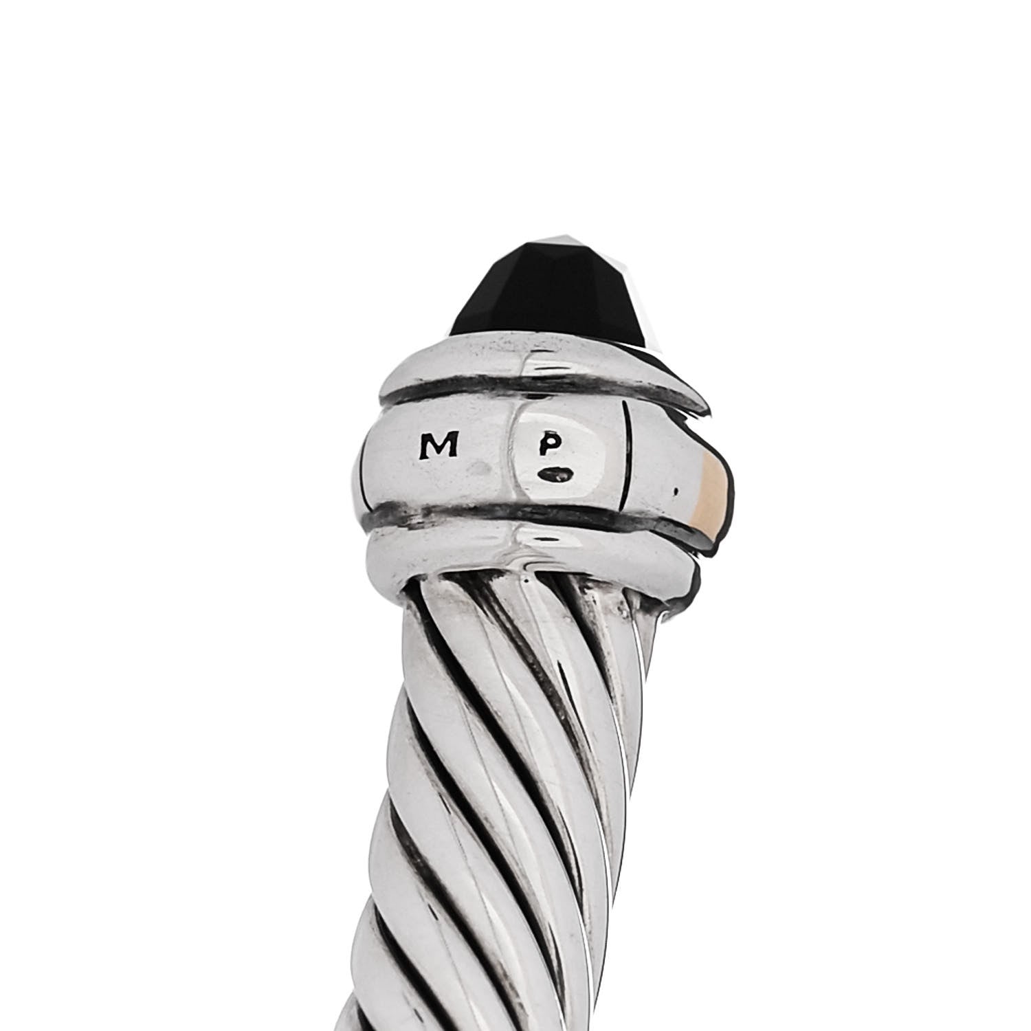 David Yurman Sterling Silver 18K Yellow Gold Black Onyx 4mm Cable Classics Bracelet 4 of 4