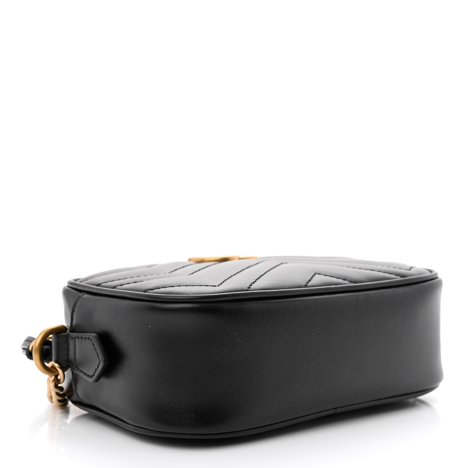 Gucci Calfskin Matelasse Mini GG Marmont Chain Shoulder Bag Black 4 of 10