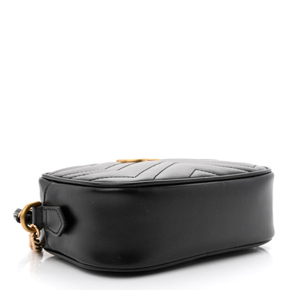 Gucci Calfskin Matelasse Mini GG Marmont Chain Shoulder Bag Black 4 of 10