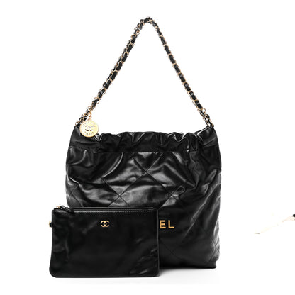 Chanel Shiny Calfskin Quilted Small Chanel 22 Black 3 of 12