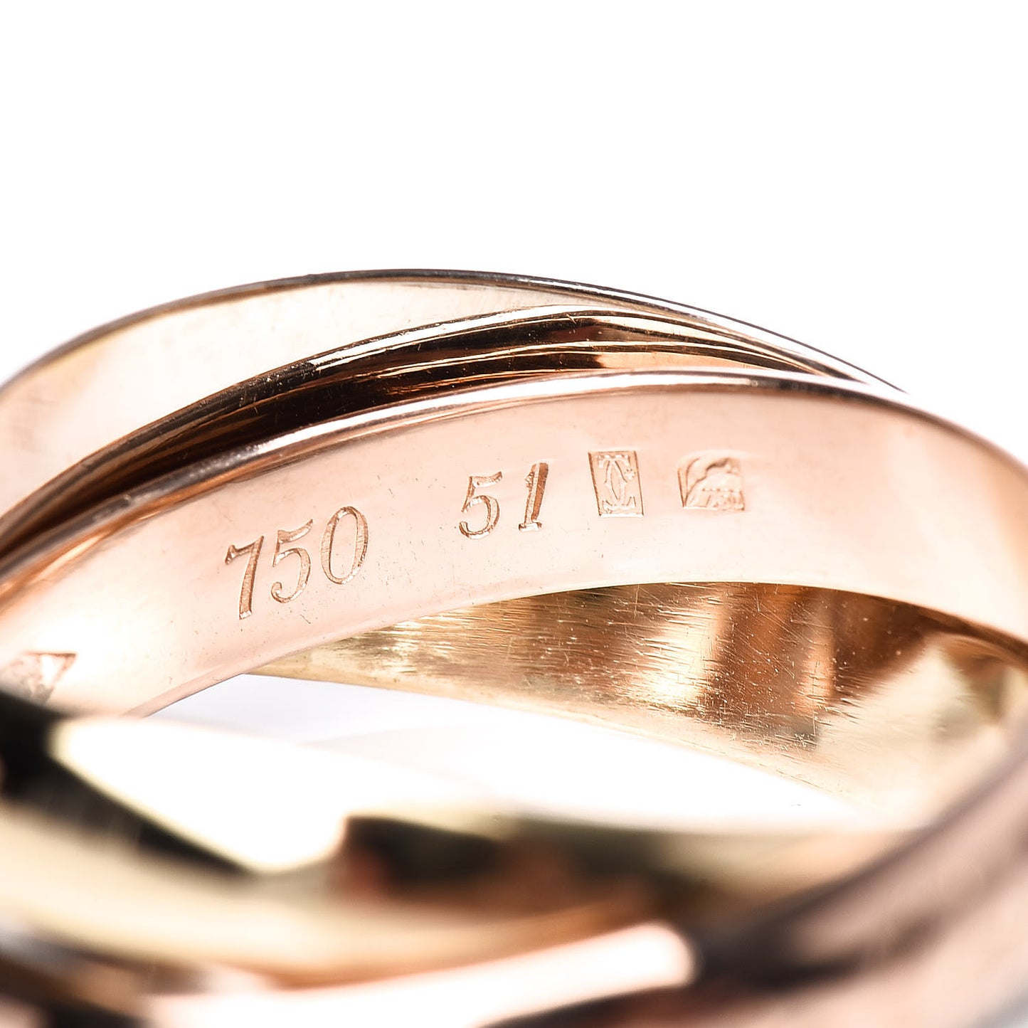 18K Pink Yellow White Gold Classic Les Must De Trinity Ring 51 5.75