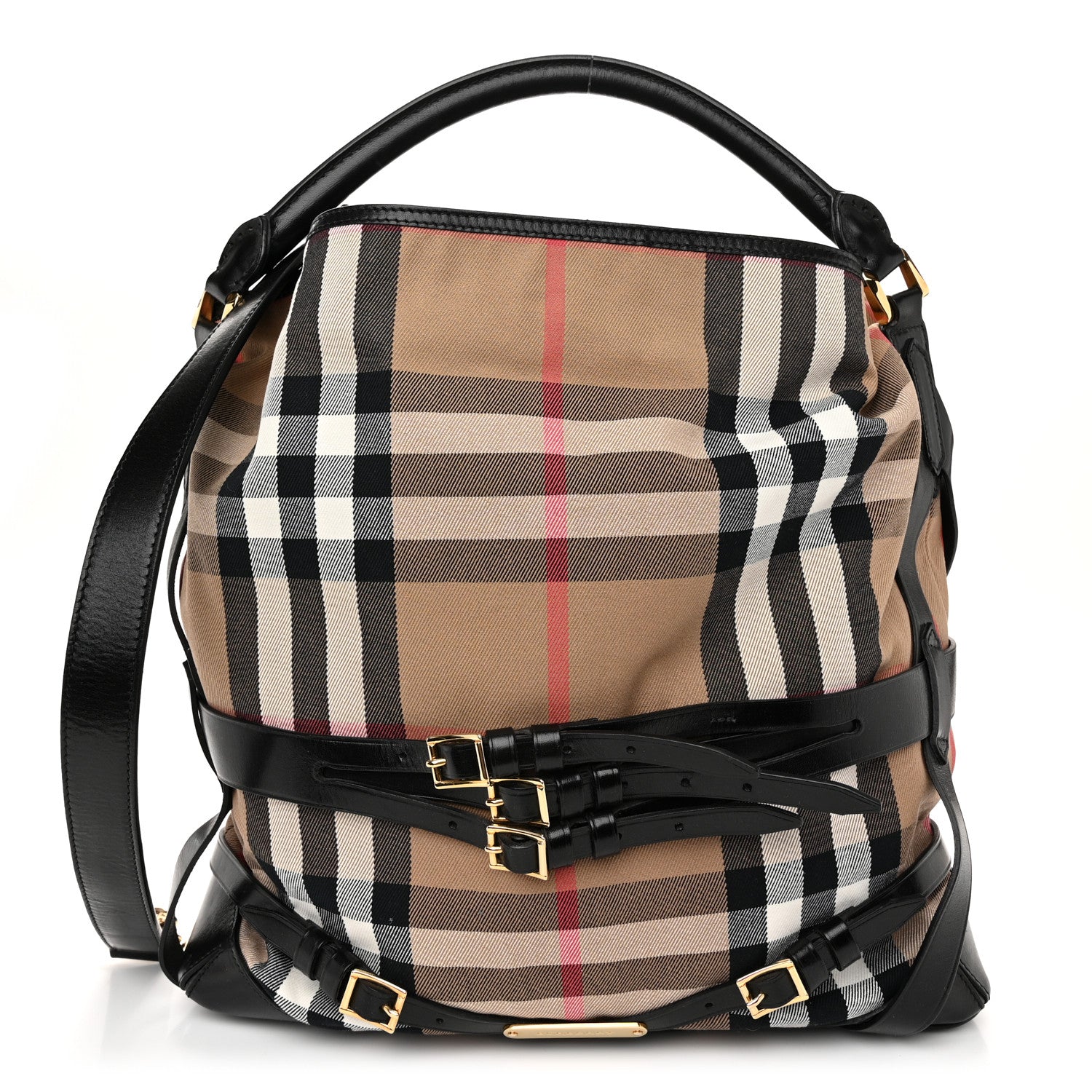 Burberry House Check Bridle Calfskin Medium Gosford Hobo Black 1 of 13