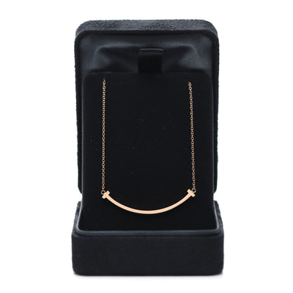 Tiffany 18K Rose Gold Small T Smile Pendant Necklace 5 of 5