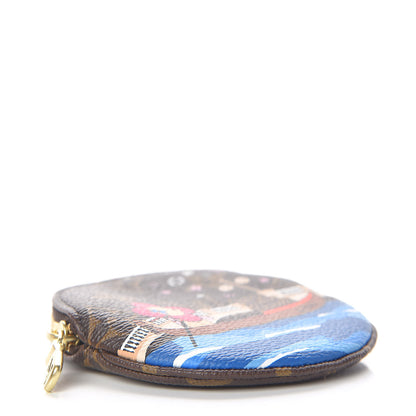 Louis Vuitton Monogram 2019 Christmas Animation Round Coin Purse Blue 4 of 8
