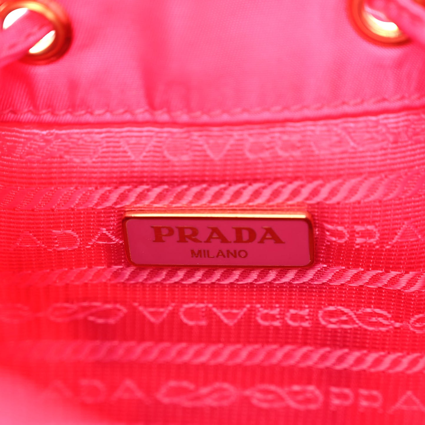 Re-Nylon Saffiano Duet Bucket Crossbody Bag Fuxia