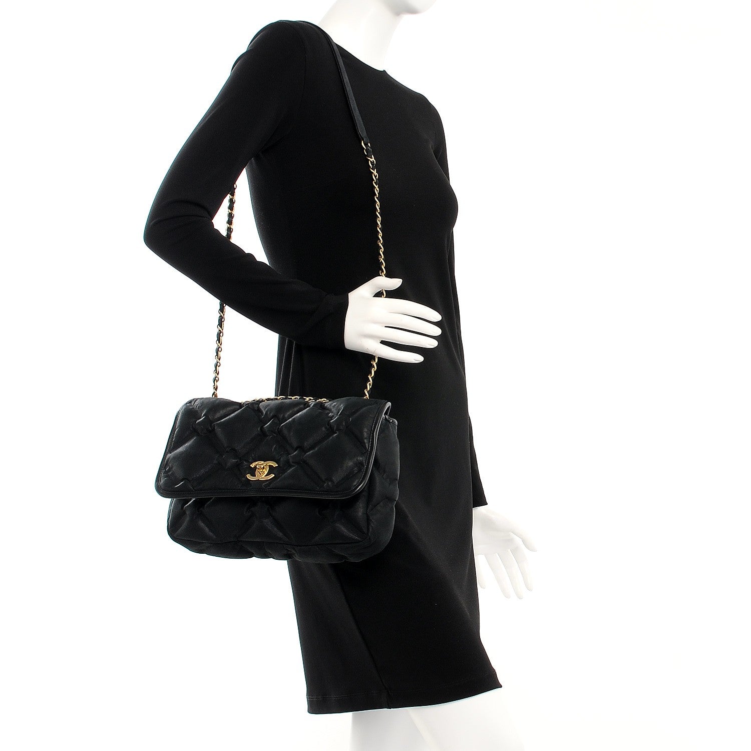 Chanel Calfskin Quilted Large Chesterfield Flap Black 2 of 9