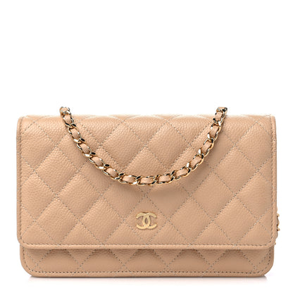 Chanel Caviar Quilted Wallet On Chain WOC Beige 1 of 11