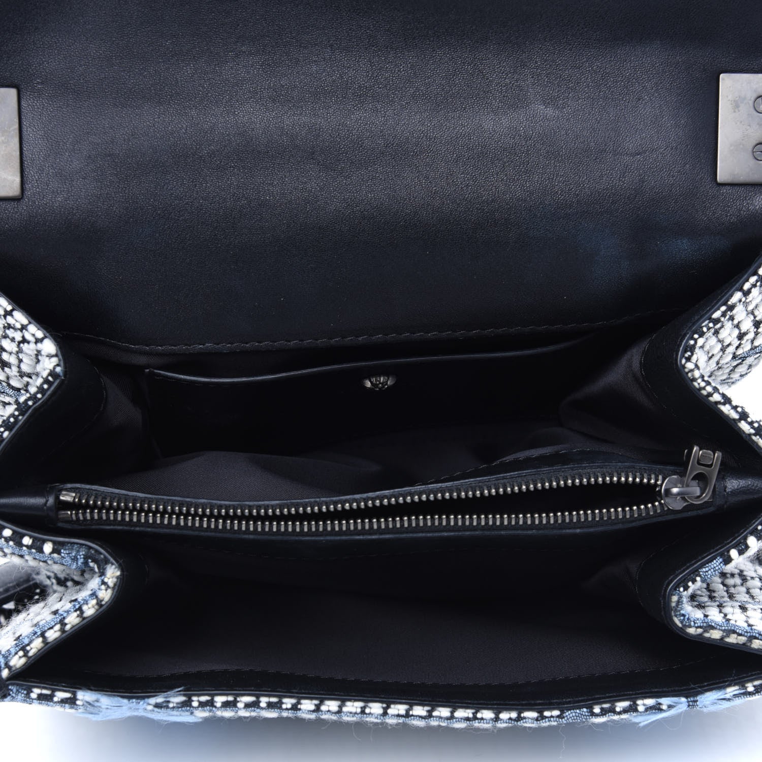 Versace Calfskin Tweed Palazzo Sultan Shoulder Bag Blue Multicolor 5 of 21