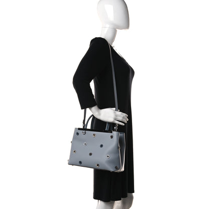 Fendi Vitello Elite Flower Studded Petite 2Jours Tote Grey 2 of 11