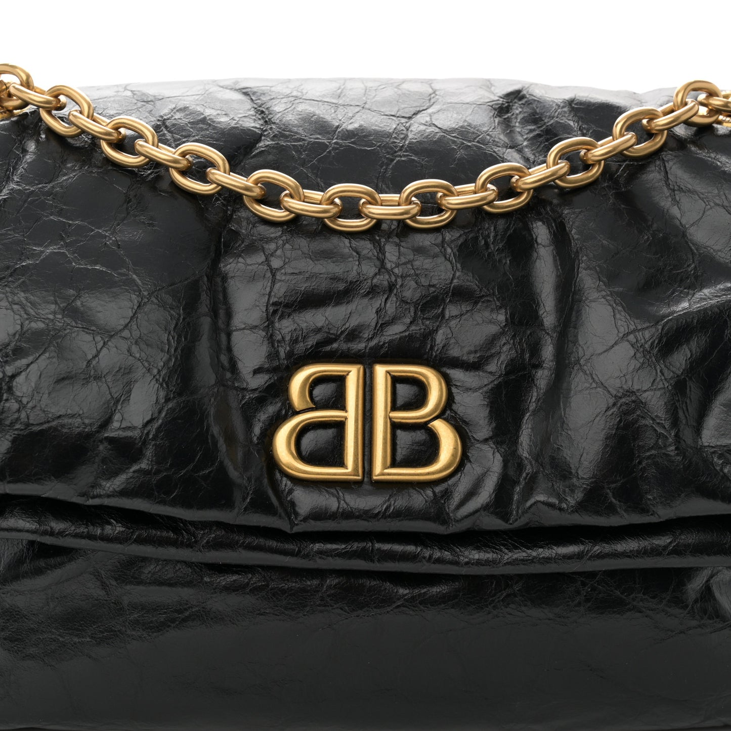 Arena Calfskin Small Monaco Chain Shoulder Bag Black