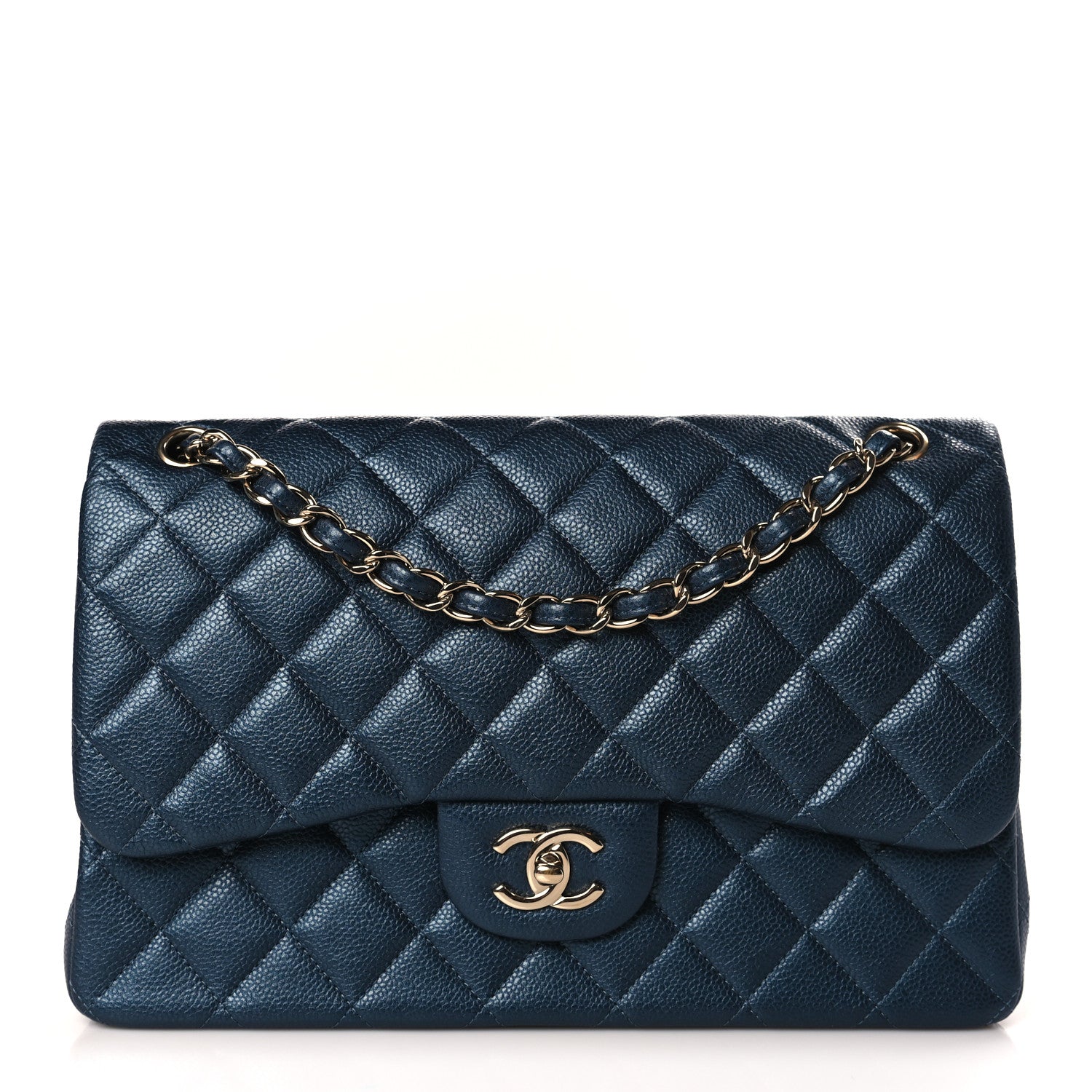 Chanel Caviar Quilted Jumbo Double Flap Navy Blue 1 of 9