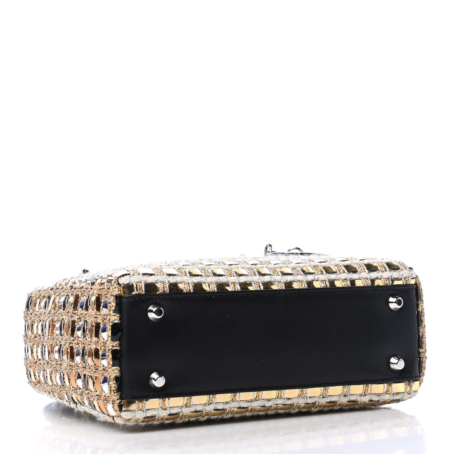 Christian Dior Metallic Tweed Small Lady Dior Silver Gold 3 of 5