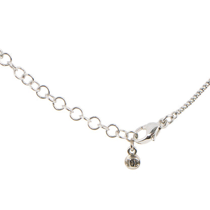 Chanel Crystal CC Pendant Necklace Silver 4 of 6