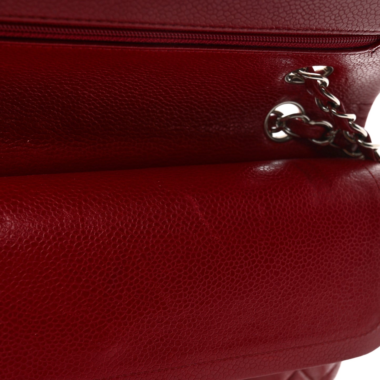 Caviar Quilted Medium Double Flap Dark Red