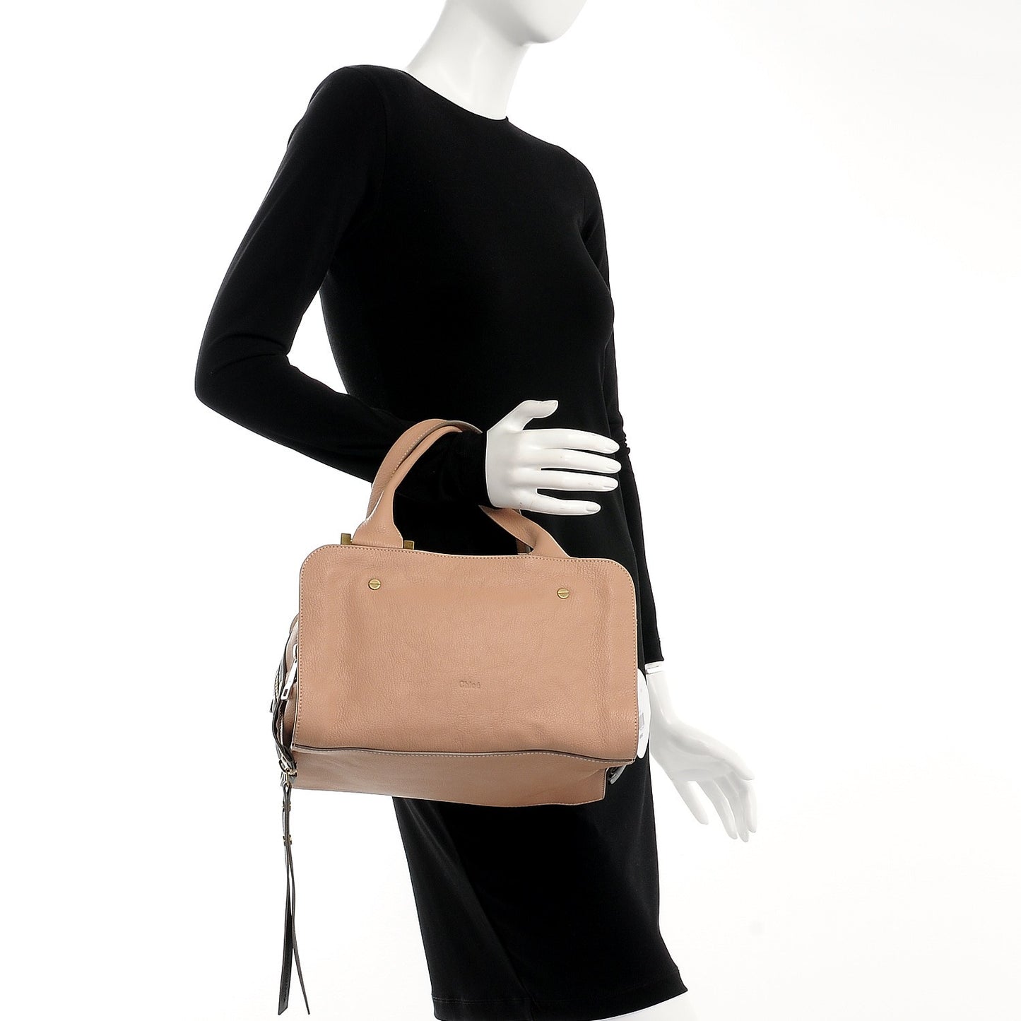 Goatskin Medium Dalston Satchel Biscotti Beige Black
