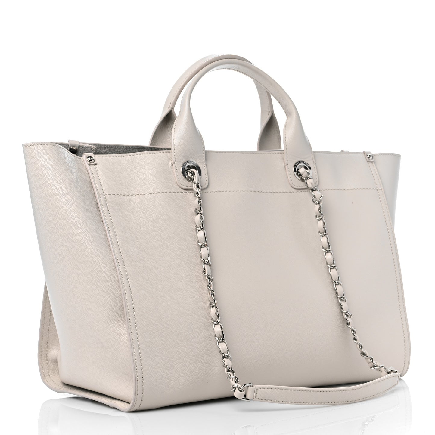 Caviar Medium Studded Deauville Tote White