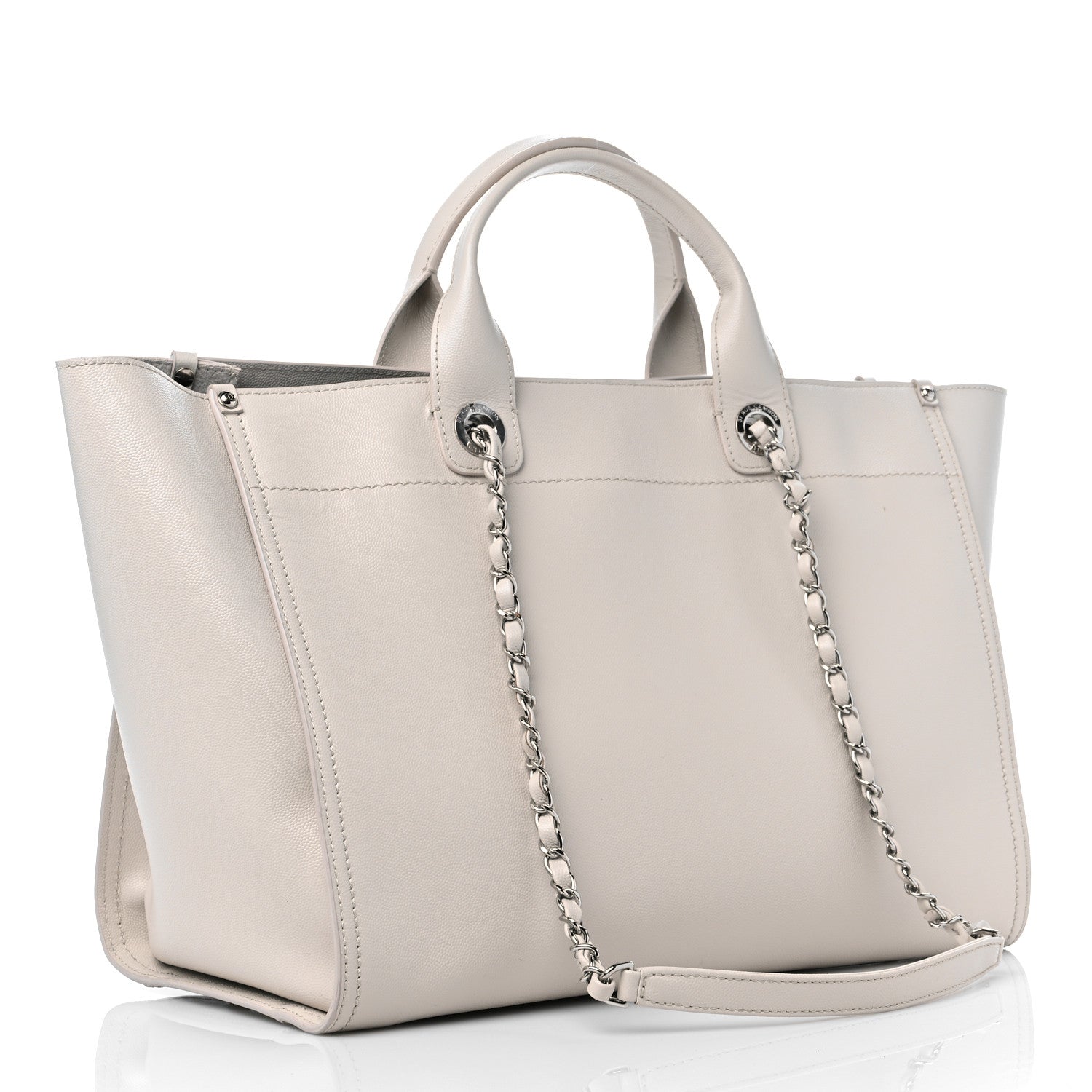 Chanel Caviar Medium Studded Deauville Tote White 3 of 15